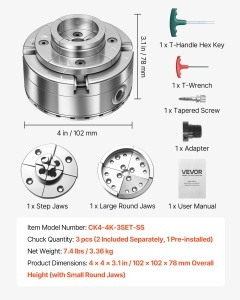 Futur cu 4 Bace VEVOR, 4 Inch, din Otel Inoxidabil, cu Adapter 1 Inch x 8 TPI - Img 7