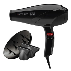 GA. MA Italy Professional, Pluma 5500 Oxy-Active, uscator de par profesional cu motor AC italian de 2400 W, tehnologii System C si Oxy-Active pentru par stralucitor, fara incretire, Negru