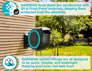 Gardena Wand-Schlauchbox RollUp L 30m Turquoise Montare pe perete Sistem automat de rulare - Img 7