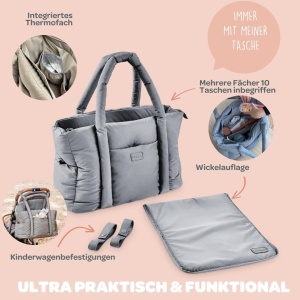 Geanta multifunctionala BEABA Paris Puffy 25L sistem prindere carucior culoare maro - Img 3
