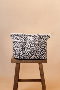 Geanta pentru scutece Beaba Madrid Modular 22L, design elegant, 11 compartimente, culoare leopard clay - Img 3