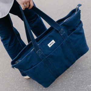 Geanta pentru scutece Beaba Madrid XXL 44L, 11 compartimente, design denim - Img 6