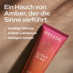 Gel de dus WELEDA Bio Amber Divine 200 ml vegan cu parfum de vanilie - Img 3