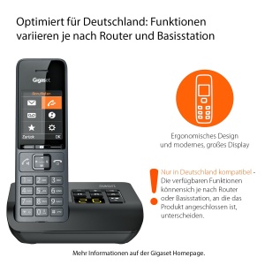 Gigaset Comfort 520A Duo - 2 telefoane DECT fara fir cu robot telefonic - Cea mai buna calitate audio cu functie hands-free - Protectie apeluri - Agenda 200 de contacte, negru-titan [versiunea germana] - Img 2