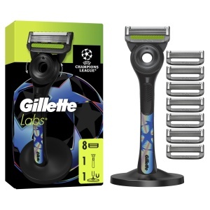Gillette Labs Special Edition UEFA Champions League aparat de ras pentru barbati cu 8 rezerve si suport magnetic