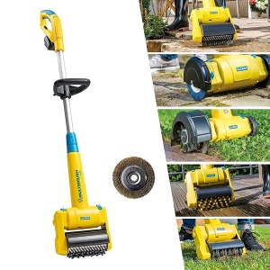 Gloria MultiBrush li-on - Perie multifunctionala fara fir / indepartarea buruienilor, poate fi folosita ca curatator de piatra, lemn, mortar, masina de tuns iarba, scarificator, aerator de gazon, set de 2 atasamente, fara baterie - Img 2