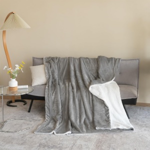 Good Nite Kuscheldecke Fleecedecke Wohndecke Decke Sherpa Sofauberwurf Couchdecke Warm Winter Weich (Grau, 130x150cm) - Img 2