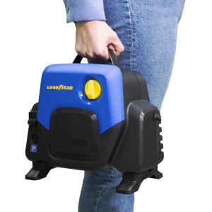 Goodyear - Aparat de spalat cu presiune compact 1400 W 100 bar 4,5 l/min. pistol si lance turbo. Tambur de furtun albastru. Sistem de oprire automata. Rezervor de detergent 200 ml, Albastru - Img 5