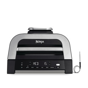 Gratar de interior si friteuza cu aer Ninja MAX 6 in 1 6 functii de gatit contine pana la 6 burgeri capacitate de 38 litri aproape deloc fum include t - Img 1
