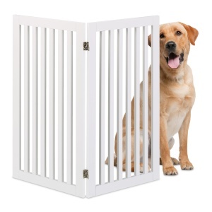 Gratar de protectie pentru caini Relaxdays, MDF, 91.5 x 103 cm, alb, pliabil