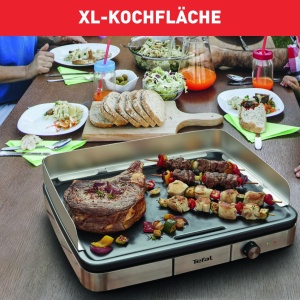 Gratar electric Tefal Maxi Plancha CB690D 2300W antiaderent interiorexterior negruargintiu - Img 4