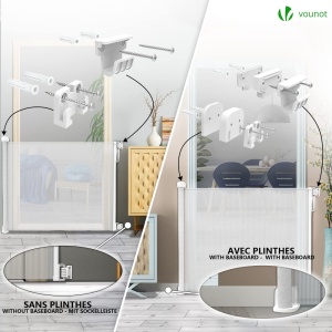 Grilaj de siguranta extensibil VOUNOT, 0-180 cm, alb, pentru copii si animale - Img 5