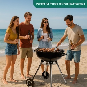 Grill cu Carbune HYCHIKA Kugelgrill 47cm, Compact, Mobil, cu Roti - Img 5