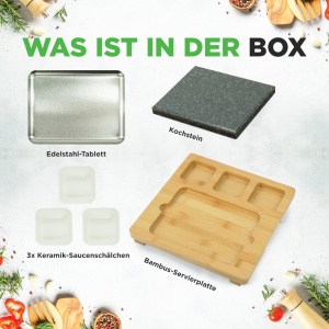 Grill cu piatra incalzita NutriChef Set complet cu bambus si ceramica, ideal pentru carne si legume - Img 7