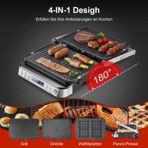 Grill Electric AMZCHEF XXL 2000W 4-in-1 cu Placi Intercambiabile - Img 3