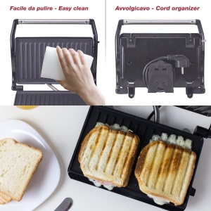 Grill electric Beper P101TOS003, compact, antiaderent, cu maner izolat termic - Img 5