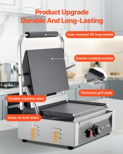 Grill electric comercial VEVOR YS-812-EU, 2200 W, inox, 34 x 23 cm - Img 3