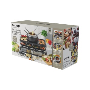 Grill electric si fondue Salter 2-in-1 1400W 8 tavi antiaderente 13L temperatura ajustabila - Img 4
