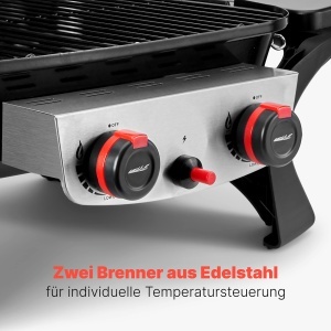 Grill pe gaz ProfiCook PC GG 1261 cu 2 breneri din otel inoxidabil, 42x36 cm - Img 3
