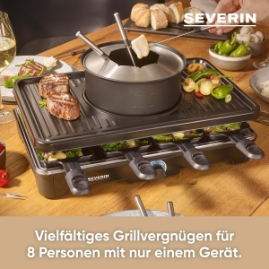 Grill Raclette Fondue Severin RG2347, 2-in-1 pentru 8 persoane, 1400W - Img 2