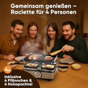 Grill Raclette ProfiCook PC RG 1301 pentru 4 persoane, 800W, cu termostat reglabil - Img 3