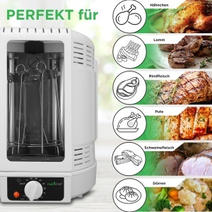 Grill vertical NutriChef 700W Mini-Backofen Rotisserie Alb Compact si Usor de Curatat - Img 5