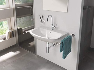 GROHE BauFlow robinet cu lavoar inalt cu economie de apa robinet de baie robinet de baie cu scurgere cu tija de tragere inaltime 31cm instalare usoara - Img 4