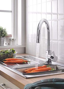 GROHE Feel - Baterie chiuveta cu o singura parghie (duza inalta in C, montare cu o singura gaura, pulverizare dubla extracabila, sistem de instalare rapida), crom, 31486001 - Img 3