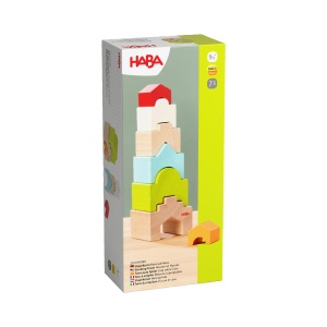 HABA Stapelturm Haus auf Haus 2011045001 Jucarie din lemn pentru dezvoltarea coordonarii si creativitatii