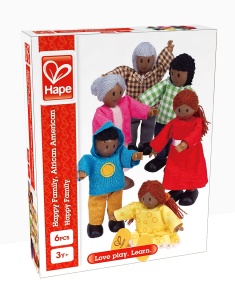 Hape E3501 - Familia de papusi, piele inchisa la culoare - Img 4