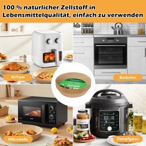 Hartie de copt 20 cm pentru friteuza cu aer cald Ninja, biodegradabila, rezistenta la ulei - Img 6