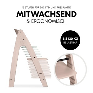 hauck Arketa N Play Whitewashed Mint - Scaun inalt din lemn care creste odata cu copilul inclusiv tabla de joc fara atasament de joaca curea de picioa - Img 5