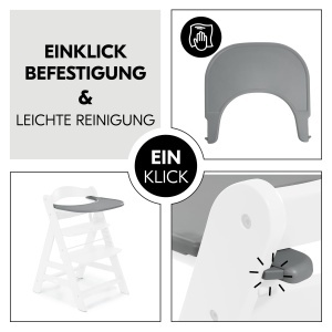 hauck Klickbrett Compatibil cu scaunul inalt din lemn Alpha si Beta Tava Alpha Click fabricat din material reciclat certificat GRS Atasament cu clic r - Img 3