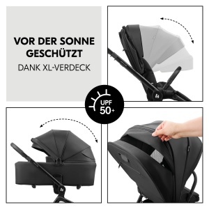 hauck Set Move N Care Negru - Set carucior 2 in 1 de la nastere pana la 22 kg Landou mare Scaun carucior reversibil cu functie de inclinare Maner tele - Img 6