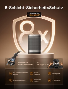 Heizlufter Dreo 1500W, PTC, Compact, Oscilant, Timer 12 ore - Img 3