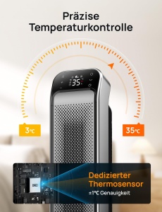 Heizlufter Dreo 2000W cu telecomanda, termostat si oscilatie 70 - Img 7