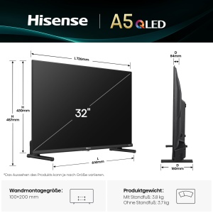 Hisense 32A5Q Fehrnseher, 32 Zoll, 2K QLED, Smart TV, Mod joc, Mod sport AI, Dolby Atmos, Dolby MS12, DTS X, HDR10, HLG, Full HD, Contrast ridicat, Rauschunterdruckung [2025] - Img 2