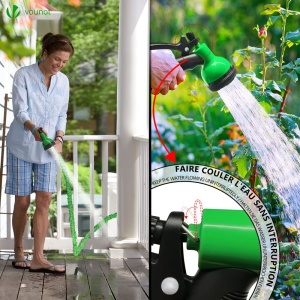 Hose flexibil VOUNOT 30 m, 10 functii de pulverizare, 12 si 34 inch, verde - Img 6