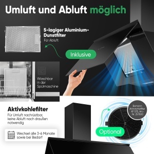 Hota de bucatarie Bomann DU 7612, 80cm, 520 mh, neagra - Img 3