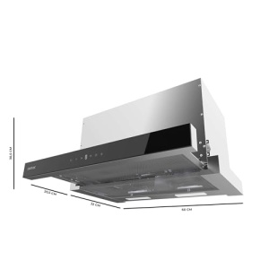 Hota telescopica Cecotec 60 cm Flux TLT 605500 Sticla Negru A Motor 70W Consum redus de energie Fata din sticla alba Extractie 550m3h Control tactil s - Img 2