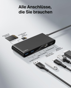 Hub USB-C Belkin 8-in-1, 100 W, 4K la 60 Hz, Ethernet 2,5 Gbits, Negru - Img 3