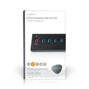 Hub USB NEDIS UHUBUP3810BK - 8 Porturi USB 3.0, Alimentare Externa, Aluminiu - Img 2