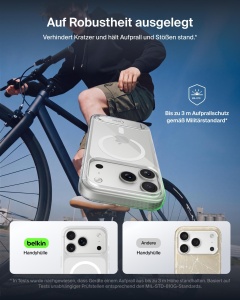 Husa de telefon Belkin Clear pentru iPhone 18 Pro 17 Pro cu suport integrat, rezistenta la socuri - Img 3