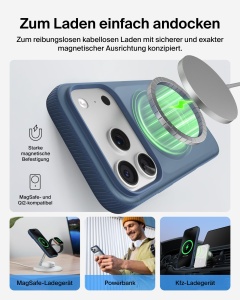 Husa iPhone 17 Pro Belkin SheerForce Grip, Transparenta, Rutschfest, Albastra - Img 3
