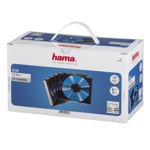 Husa pentru CD-uri Hama, 50 bucati, Slim Line, transparent-negru, 5mm - Img 4