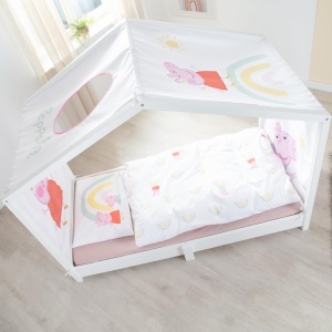 Husa pentru pat copii roba Peppa Pig 70 x 140 cm, cu 3 buzunare, lavabila - Img 4
