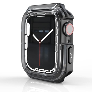 Husa Protectie pentru Ceas Inteligent Apple Watch 45 mm Series 7, Neagra, Geam Temperat