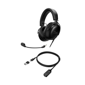 HyperX Cloud III - Casti pentru jocuri cu fir, PC, PS5, Xbox Series X|S, drivere inclinate de 53 mm, DTS, spuma cu memorie, cadru robust, microfon ultra clar de 10 mm, USB-C, USB-A, 3,5 mm, negru - Img 2