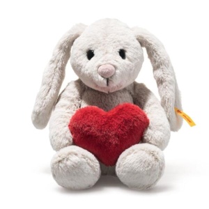 Iepuras de plus Steiff Hoppie Hase 16cm gri, cu inima, pentru copii