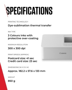 Imprimanta foto Canon SELPHY CP1500, compacta, conectivitate wireless, 100 ani durabilitate - Img 8